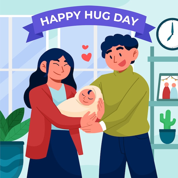 Vector gratuito ilustración del día del abrazo plano