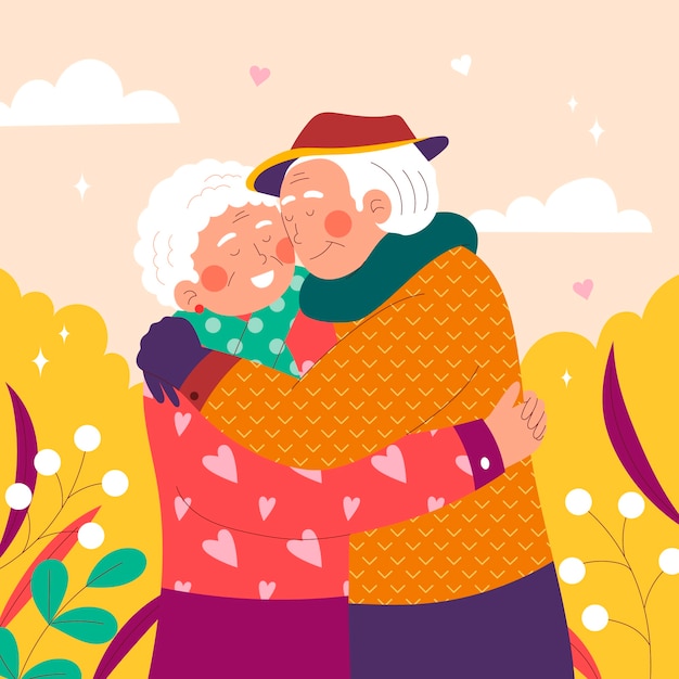 Ilustración del día del abrazo plano