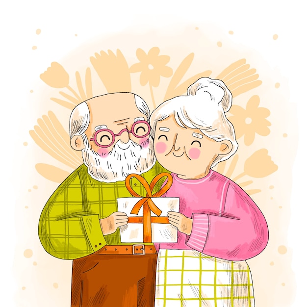 Vector gratuito ilustración del día de los abuelos dibujados a mano