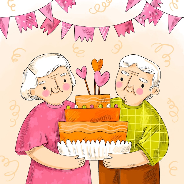 Vector gratuito ilustración del día de los abuelos dibujados a mano