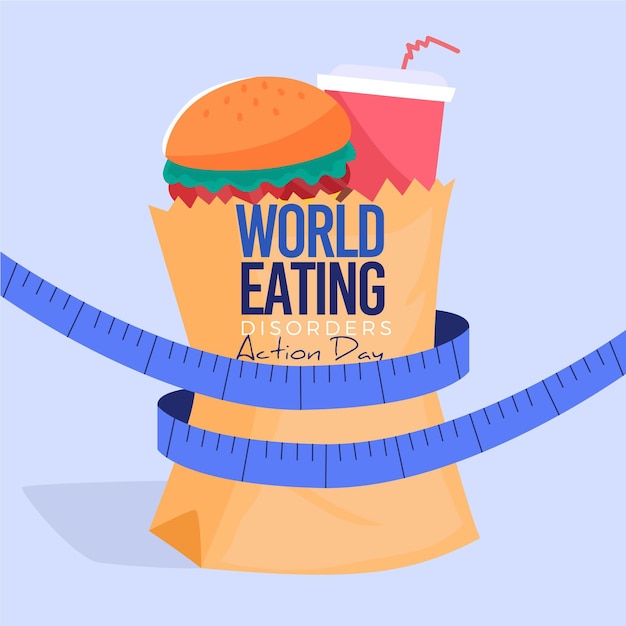 Vector gratuito ilustración del día de acción de los trastornos alimentarios del mundo plano