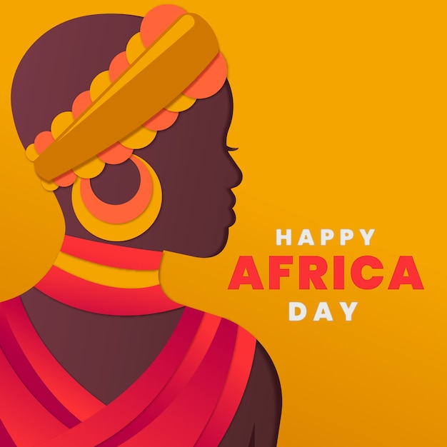 Ilustración del día de áfrica de estilo de papel