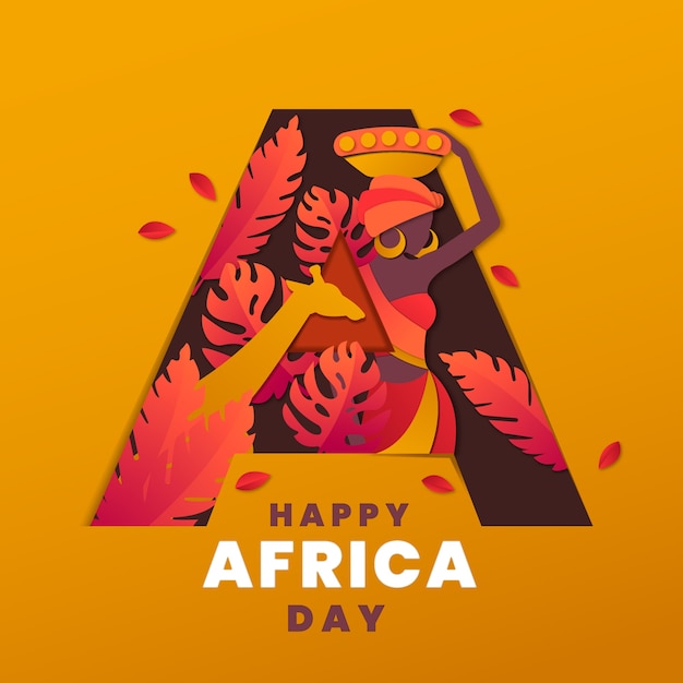 Vector gratuito ilustración del día de áfrica de estilo de papel