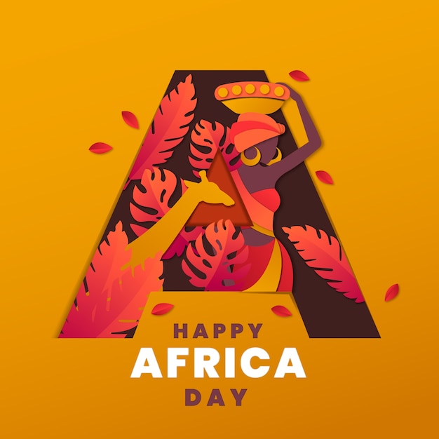 Ilustración del día de áfrica de estilo de papel