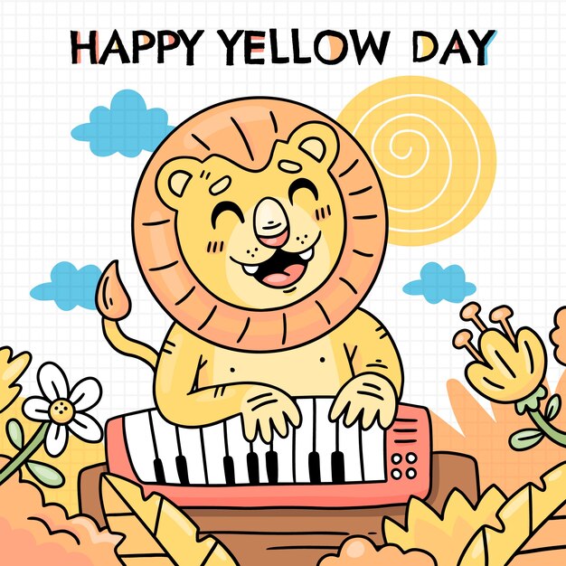 Ilustración de día amarillo dibujado a mano