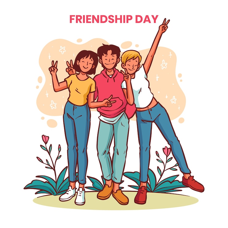 Vector gratuito ilustración del día de la amistad dibujada a mano con amigos