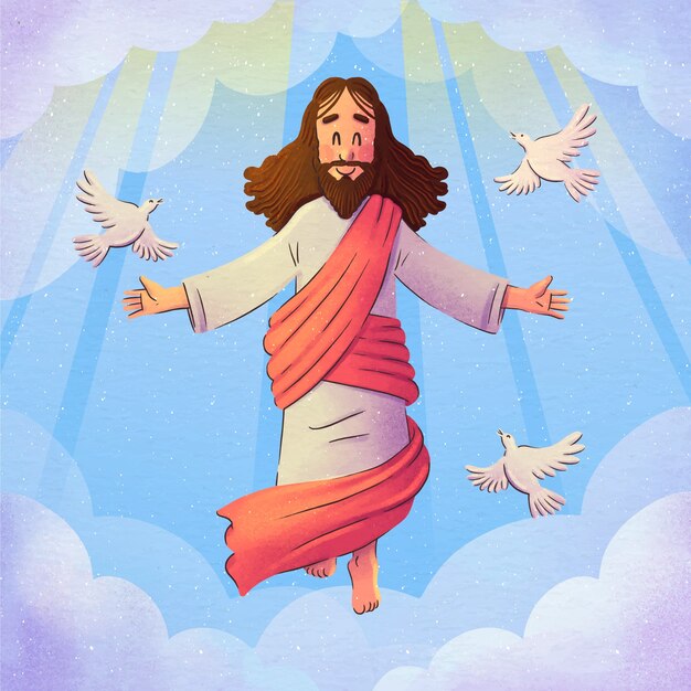 Ilustración del día de la ascensión en acuarela
