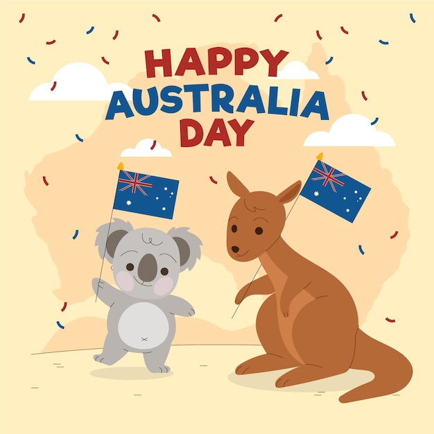 Vector gratuito ilustración del día de australia con animales