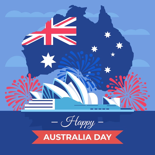 Vector gratuito ilustración del día de australia de diseño plano