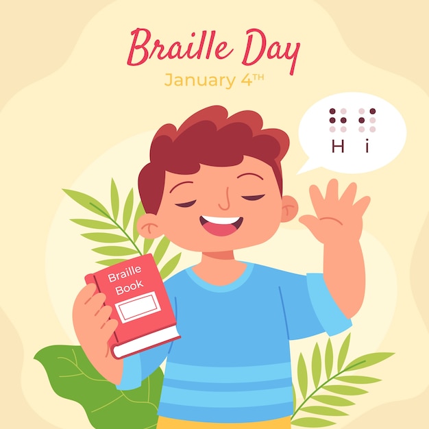 Vector gratuito ilustración del día braille del mundo plano