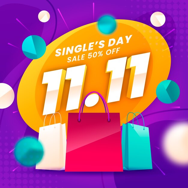 Ilustración de día de compras degradado 11.11