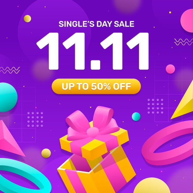 Ilustración de día de compras degradado 11.11