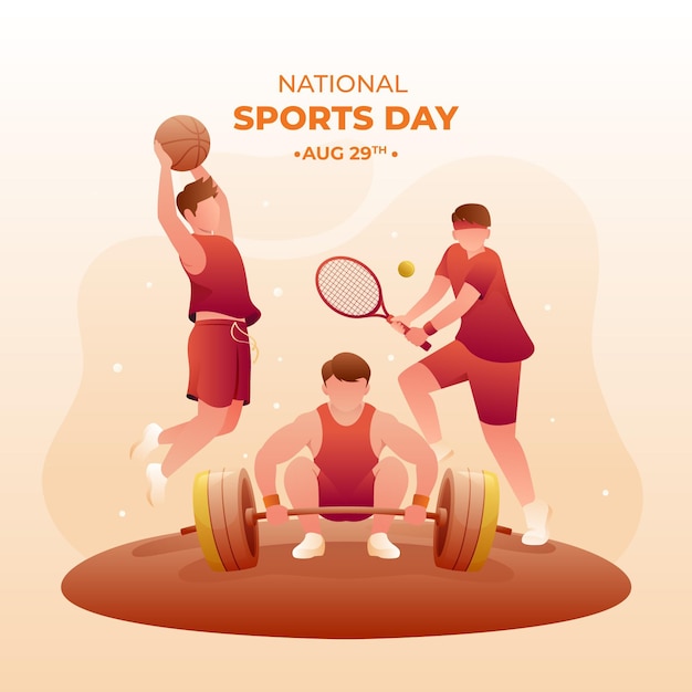 Vector gratuito ilustración del día del deporte nacional degradado