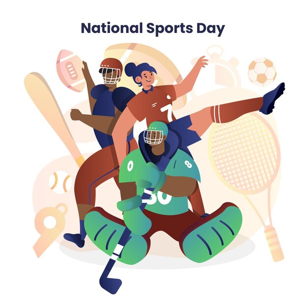 Ilustración del día del deporte nacional degradado