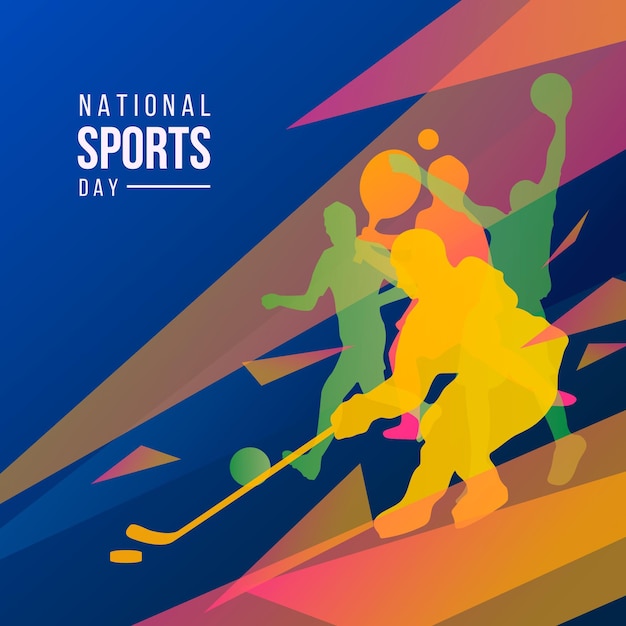 Ilustración del día del deporte nacional degradado