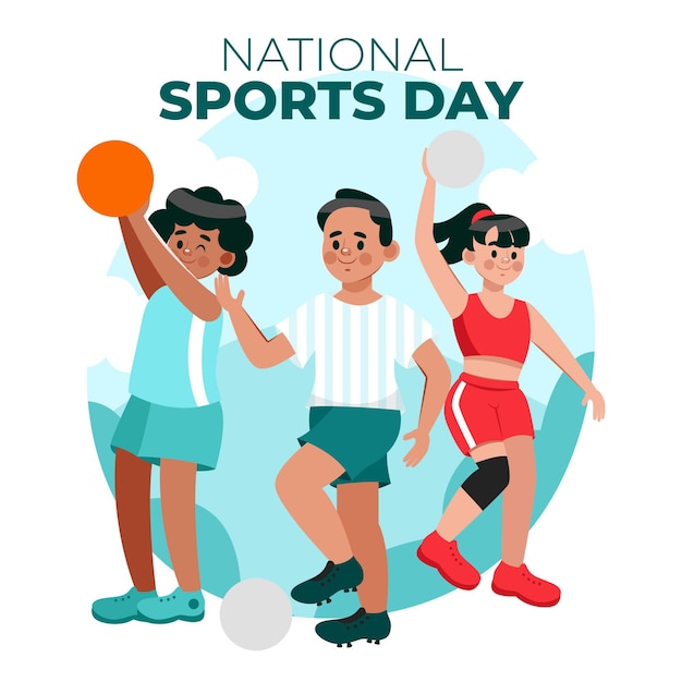 Ilustración del día del deporte nacional degradado