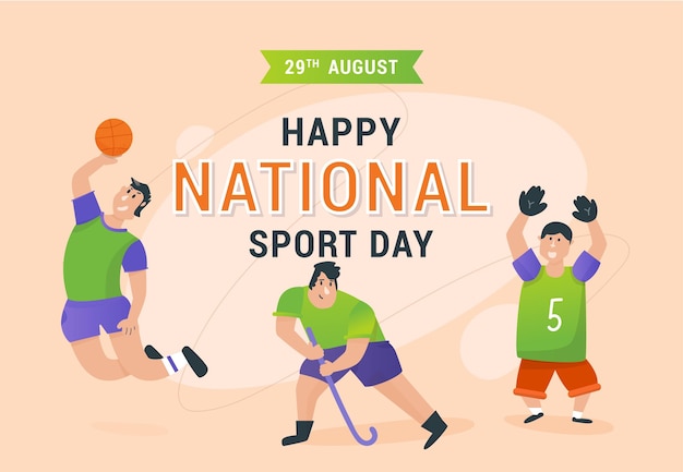 Vector gratuito ilustración del día del deporte nacional degradado