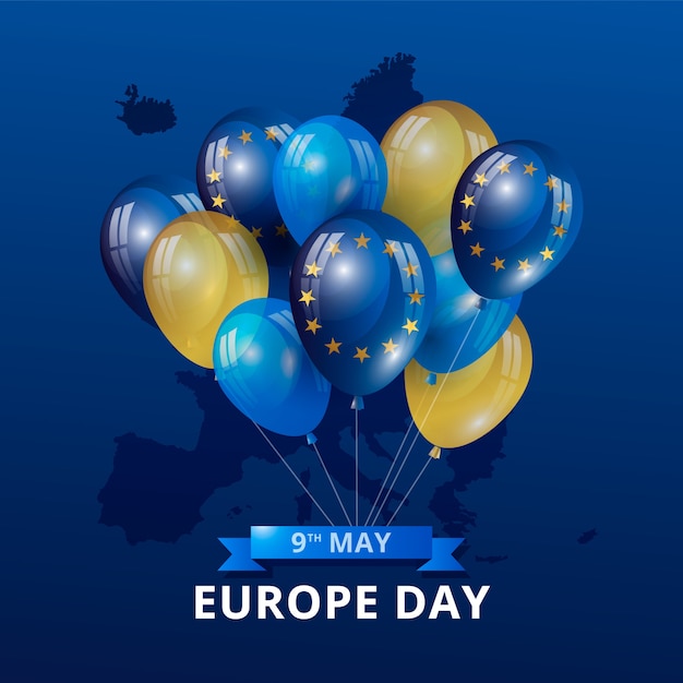 Vector gratuito ilustración del día de europa degradado