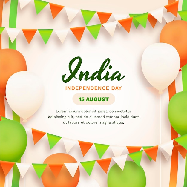 Vector gratuito ilustración del día de la independencia de india degradado