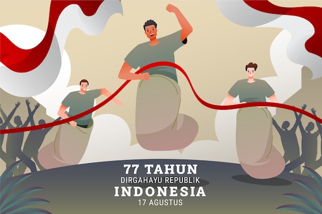 Vector gratuito ilustración del día de la independencia de indonesia degradado
