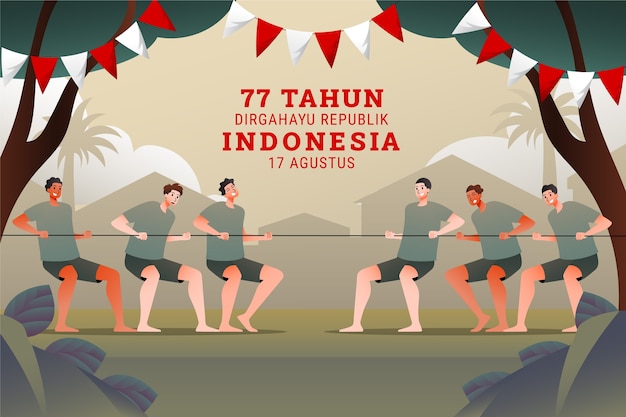 Ilustración del día de la independencia de indonesia degradado