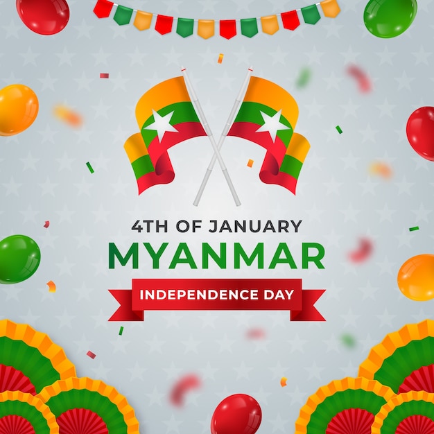 Ilustración del día de la independencia de Myanmar en gradiente