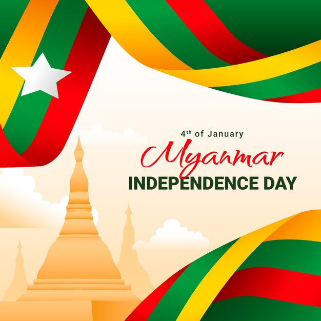 Ilustración del día de la independencia de Myanmar