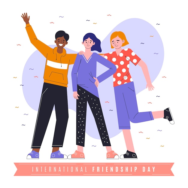 Ilustración del día internacional de la amistad plana orgánica