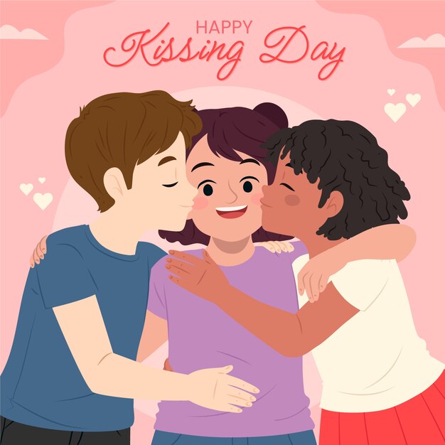 Vector gratuito ilustración del día internacional del beso plano