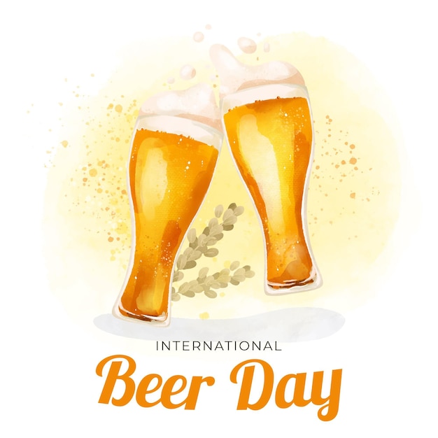 Ilustración del día internacional de la cerveza acuarela con gafas