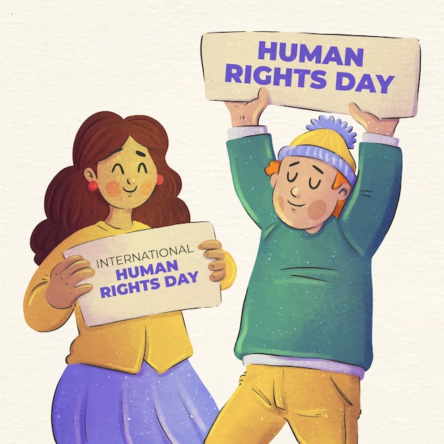 Vector gratuito ilustración del día internacional de los derechos humanos en acuarela