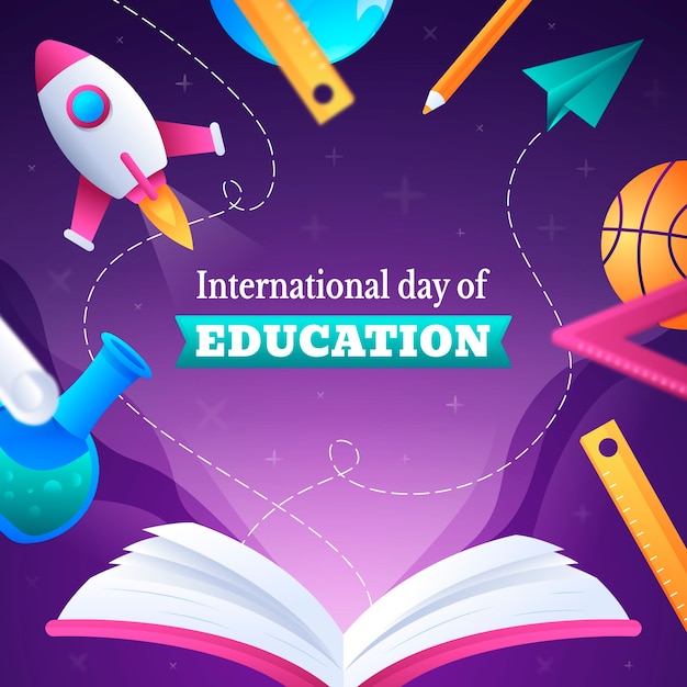 Vector gratuito ilustración del día internacional de la educación en gradiente