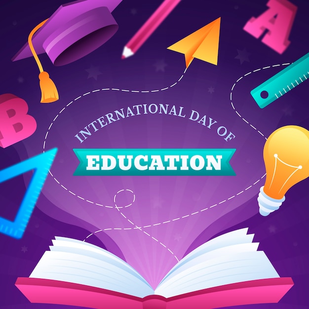 Vector gratuito ilustración del día internacional de la educación en gradiente