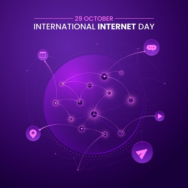 Ilustración del día internacional de internet degradado