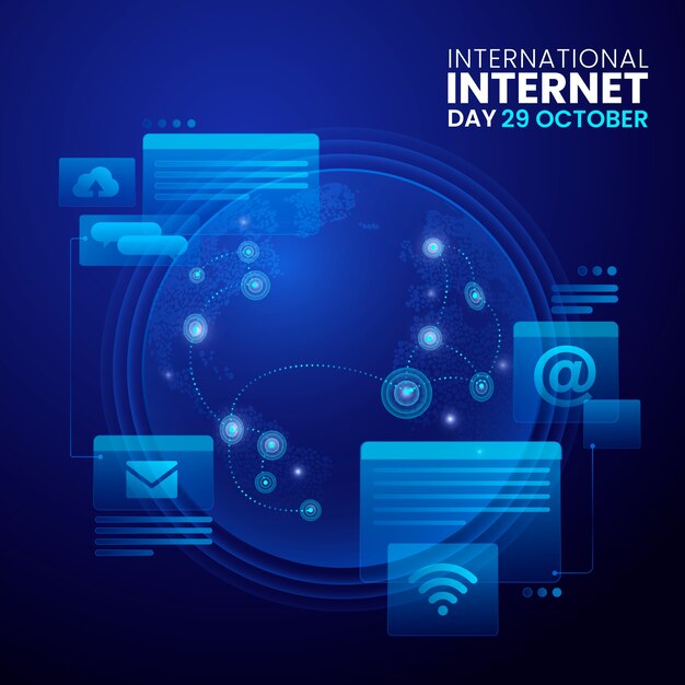 Ilustración del día internacional de internet degradado