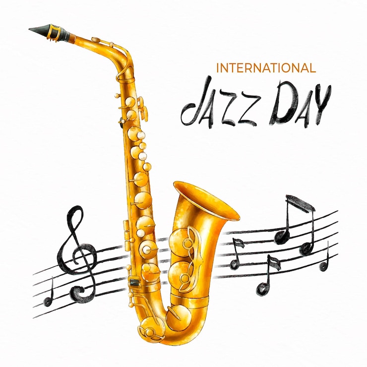 Vector gratuito ilustración del día internacional del jazz en acuarela