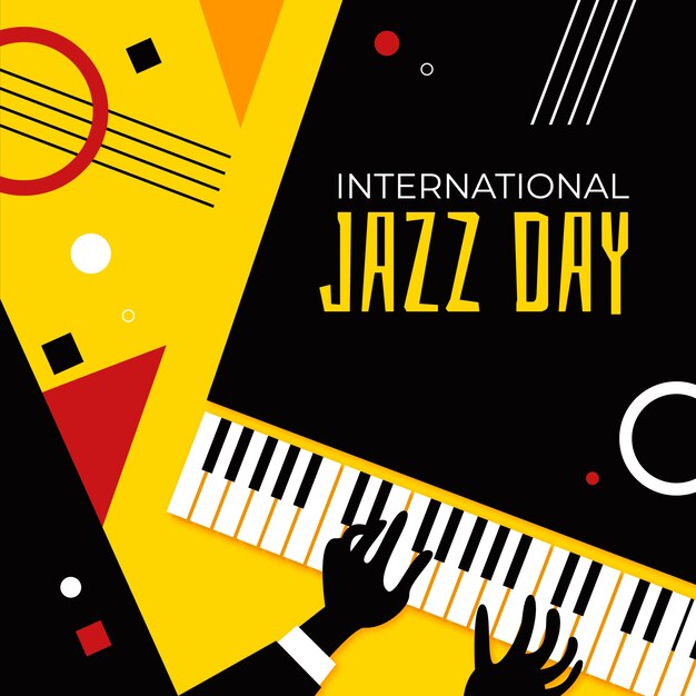 Ilustración del día internacional del jazz con letras