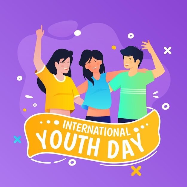 Ilustración del día internacional de la juventud degradado