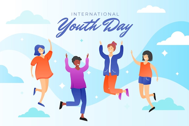 Ilustración del día internacional de la juventud degradado