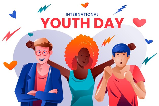 Ilustración del día internacional de la juventud degradado