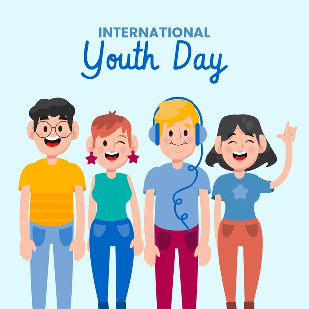 Ilustración del día internacional de la juventud de dibujos animados