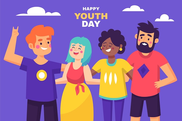 Ilustración del día internacional de la juventud de dibujos animados