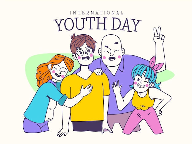 Ilustración del día internacional de la juventud de dibujos animados
