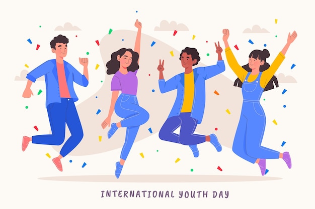 Vector gratuito ilustración del día internacional de la juventud