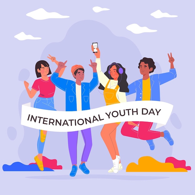 Vector gratuito ilustración del día internacional de la juventud