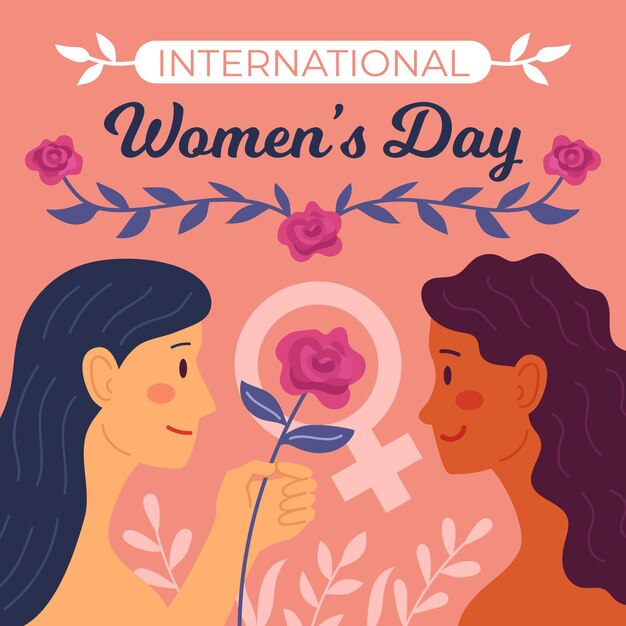 Ilustración del día internacional de la mujer dibujada a mano plana