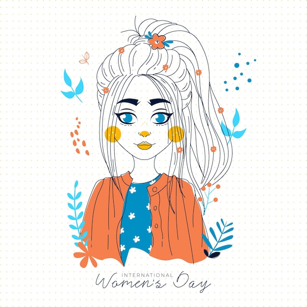 Vector gratuito ilustración del día internacional de la mujer con perfil de mujer.
