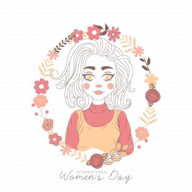 Vector gratuito ilustración del día internacional de la mujer con perfil de mujer.