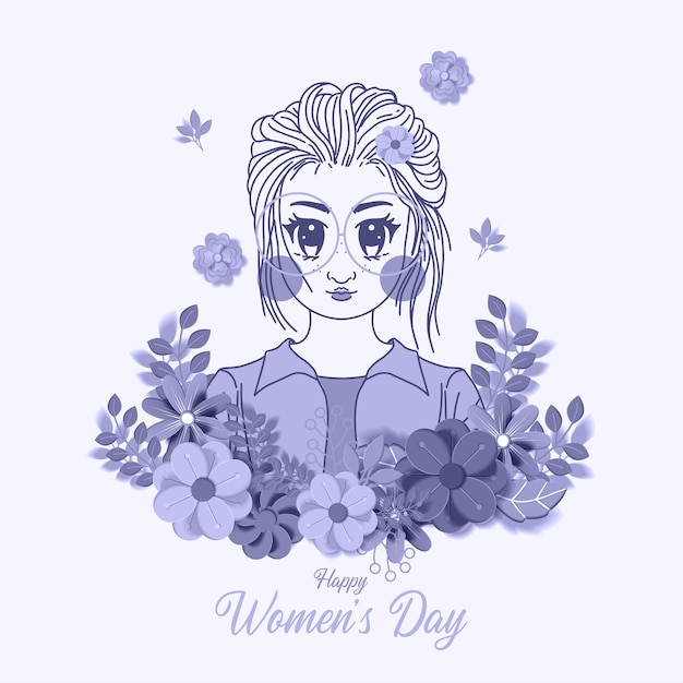 Ilustración del día internacional de la mujer con perfil de mujer.