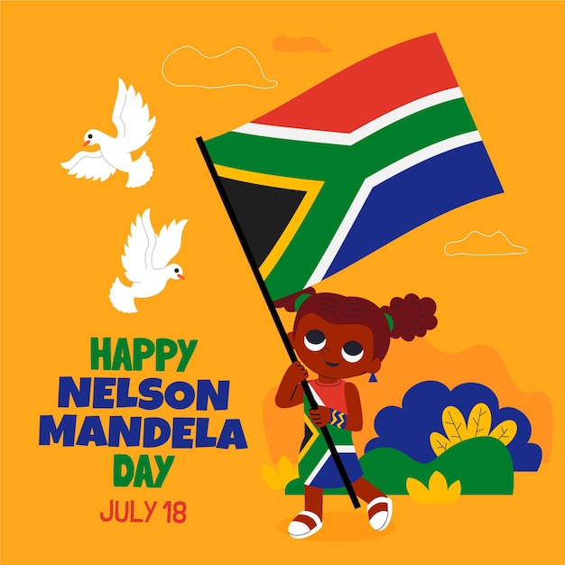 Ilustración del día internacional de nelson mandela de dibujos animados